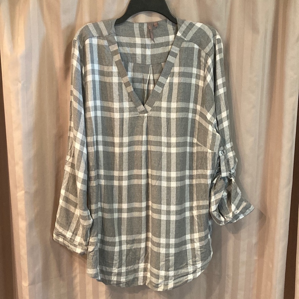Flannel Tunic - Gray Plaid